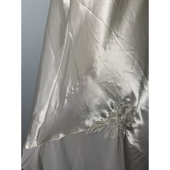 Vintage Bridal Slip Dress XL Ivory Lace Beaded Satin Nightgown No Tags - Picture 7 of 8